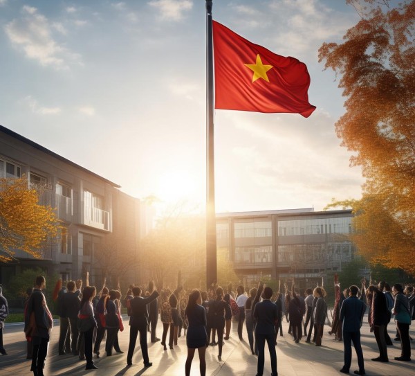 商贸学院在升旗仪式上绽放光彩